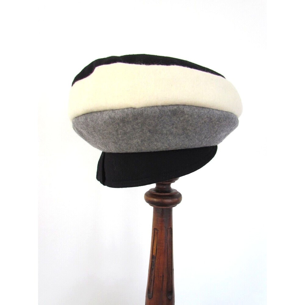 Mod Vintage Wool Visor Hat Bellini Originals Black Cream Gray 60s 70s